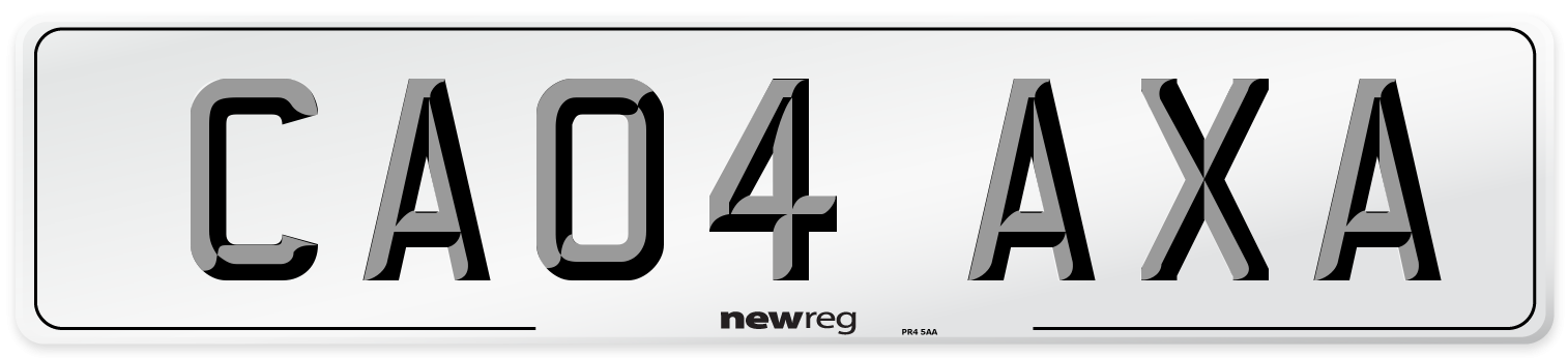 CA04 AXA Number Plate from New Reg
